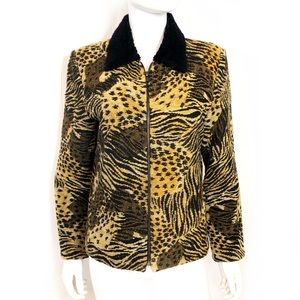 Vintage 1990 animal print jacquard chenille jacket
